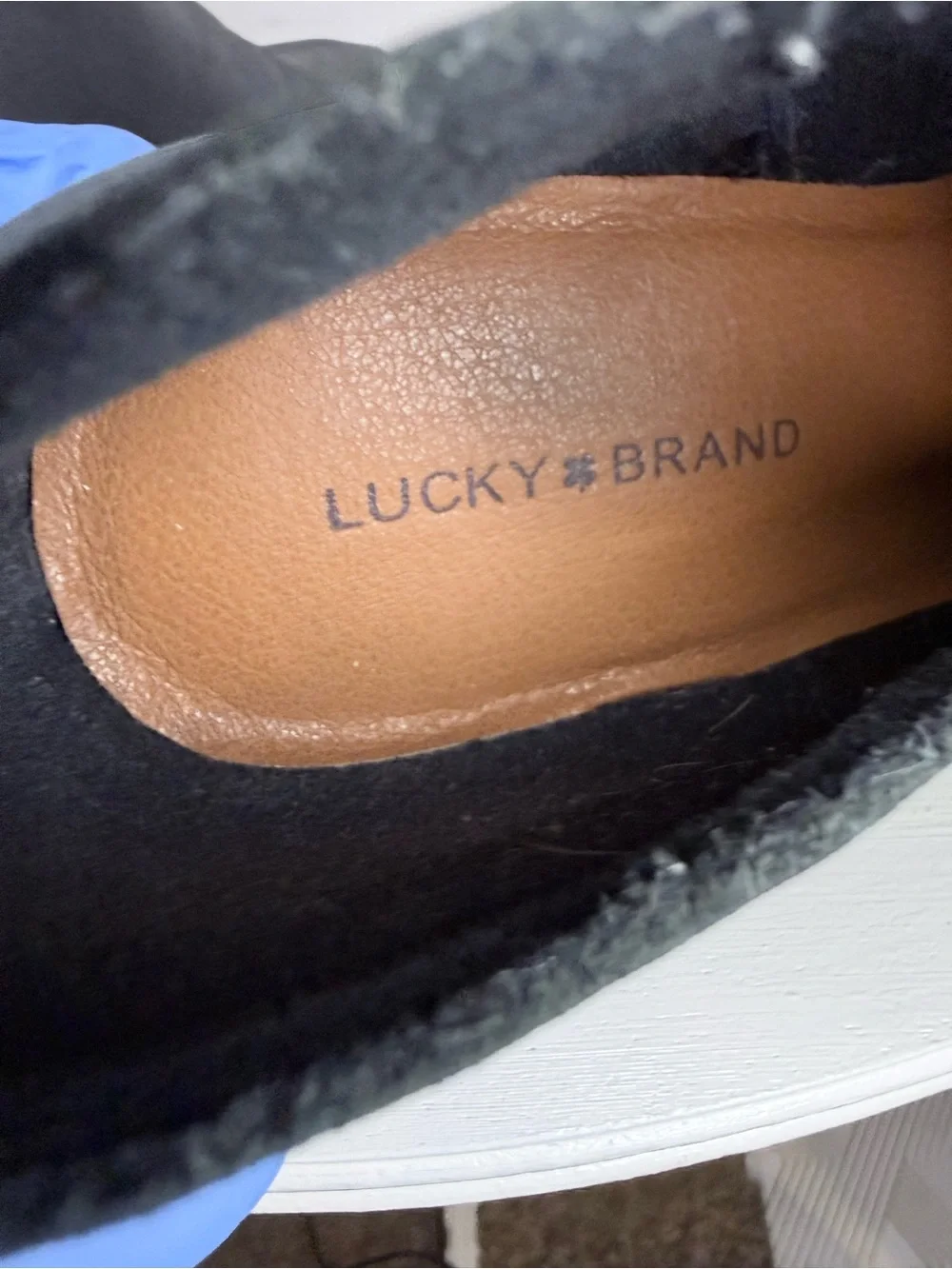 Lucky Brand Black Distressed Leather Ankle Booties Block Heel 9.5M